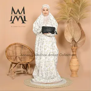 Annisa~Mukenah Terusan Dewasa Katun foil gliter Renda premiun Lembut Cantik Tebal Gold Mewah Muslim Traveling mukena   jumbo  Kain Panjang Nyaman