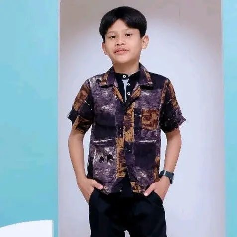 kemeja motif anak tanggung / kemeja rayon anak laki-laki / baju motif / kemeja pantai / kemeja motif viral Fashion 4