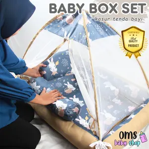 [FREE TAS MIKA PREMIUM] Kasur Bayi Tenda Kelambu 90x60 cm! / Baby Box Set Premium