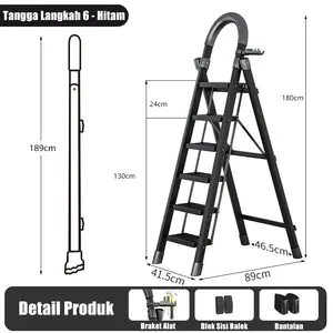 Tangga Lipat Multifungsi 6 Langkah ｜Tahan Beban 250kg｜Merah, Hijau, Hitam, Putih｜Cocok untuk Dalam & Luar Ruangan Rak Baja tangga besi folding  ladder