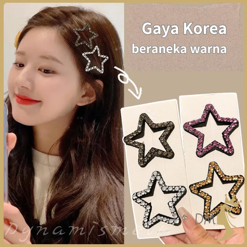 COD⭐ Klip Poni Segar Klip Rambut Bintang Berlian Imitasi Anak Perempuan Klip BB Keren Manis Temperamen Hiasan Kepala Kelas Atas jepit bintang hitam jepit bintang korea