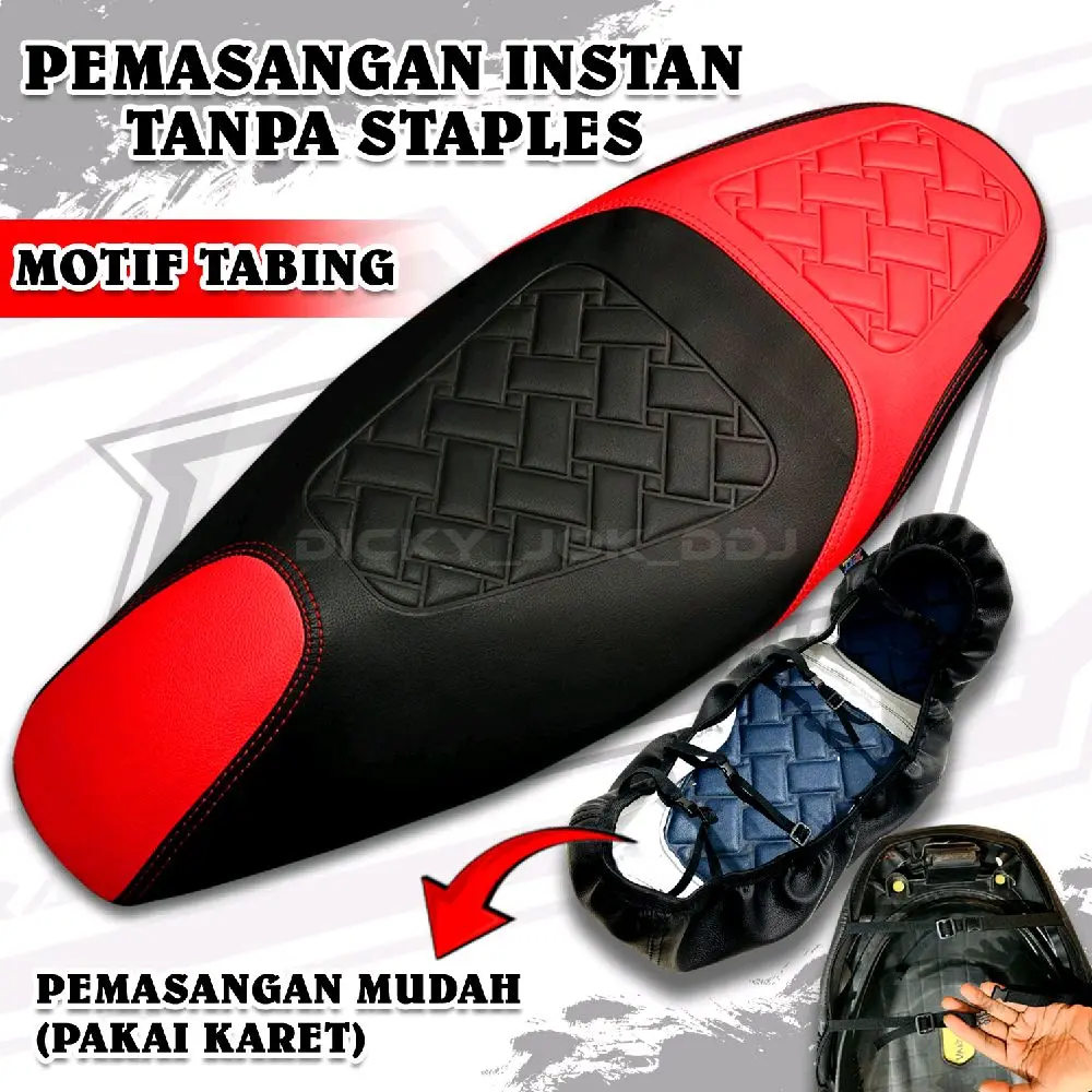 Cover Jok Motor Tinggal pasang Motif Tabing (PAKAI KARET) Anti Ribet #VARIO,BEAT,SCOOPY,PCX,NMAX,AEROX,ADV,LEXI