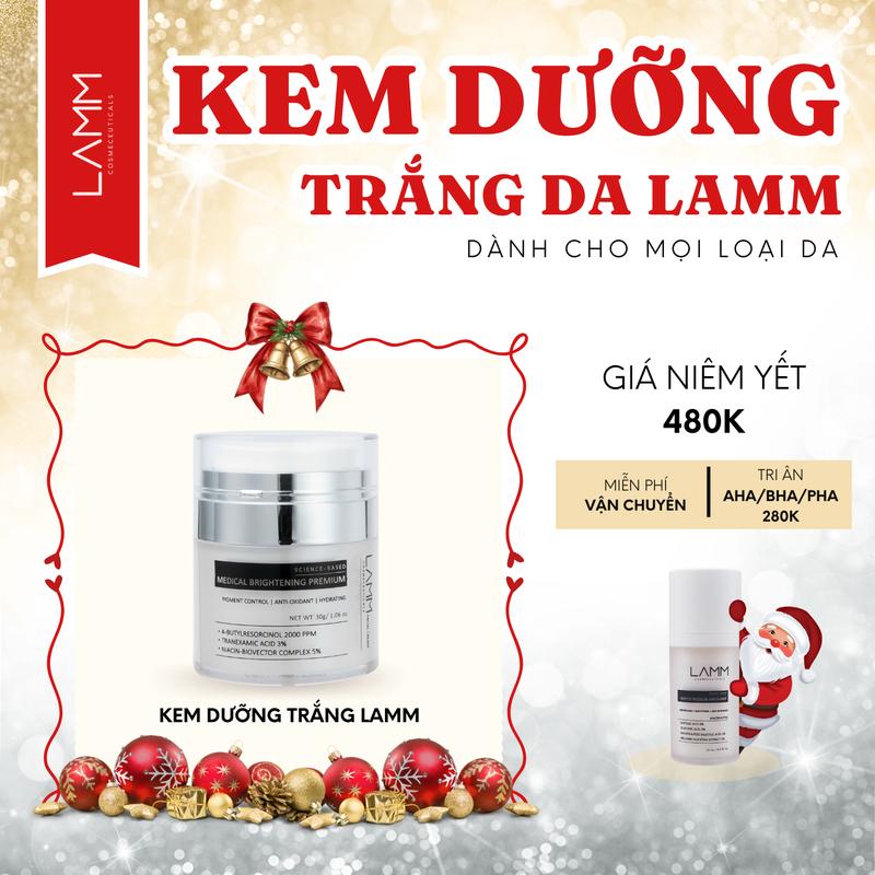   SỐC  Kem Dưỡng trắng sáng LAMM quy cách 30g cho mọi loại da tri ân cùng một AHA BHA 