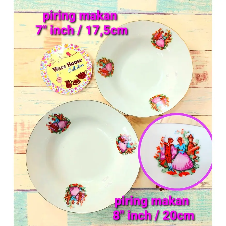 PIRING JADUL / PIRING MAKAN SANGO 7" inch & 8"inch KERAMIK MOTIF NYONYA / PIRING MOTIF NYONYA RRT per-bj