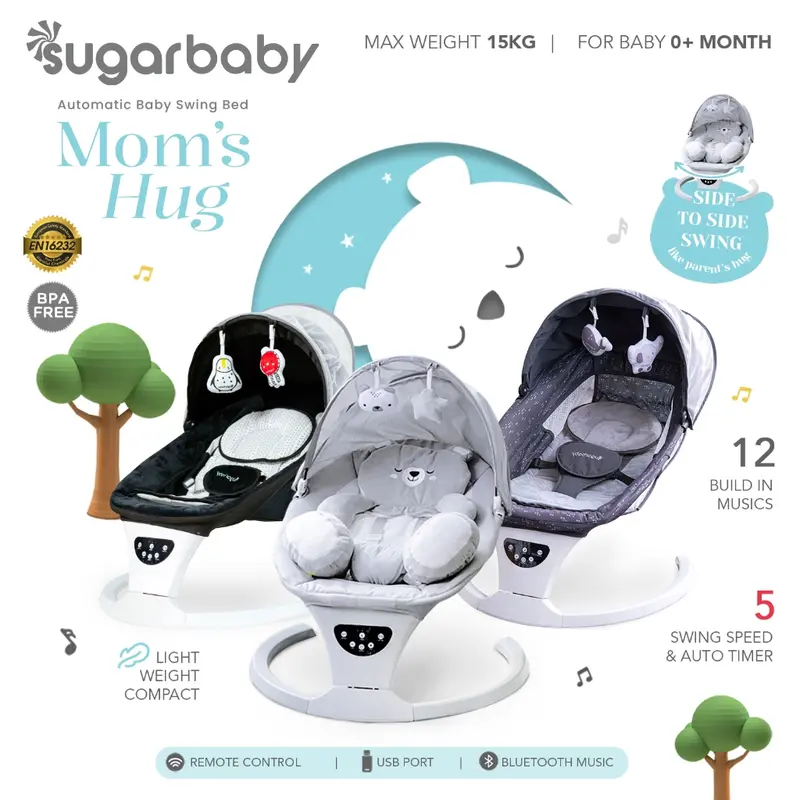 SUGARBABY MOM'S HUG BOUNCHER BABY / HUG ME AUTOMATIC SWING BED K SERIES / AYUNAN BAYI 0