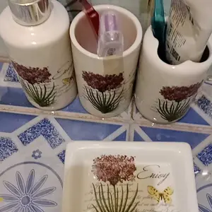 [COD] EVERGREEN Tempat Sabun Mandi Tempat Bathroom Set 4 Pcs Hampers Marble Sky Star Bahan Keramik Estetik / Alat Peralatan Kamar Mandi Sikat Gigi Sabun Aesthetic