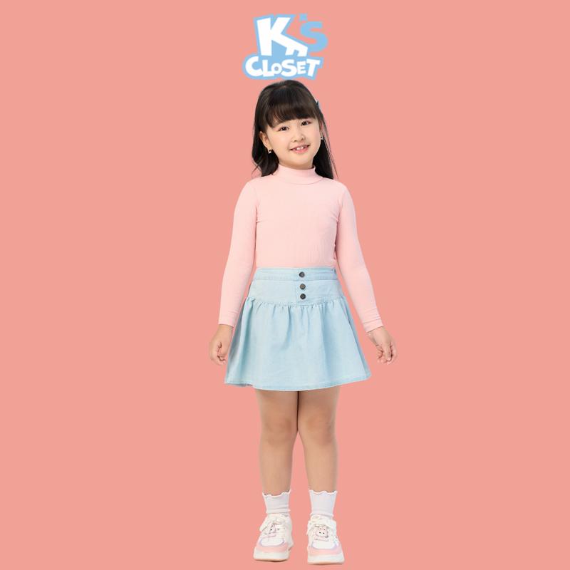  K's Closet - Áo Cổ Lọ Chất Liệu Vải Thun Tăm Co Giãn Cho Bé Gái  2-14 tuổi   từ 7-48kg  KT318FOF 