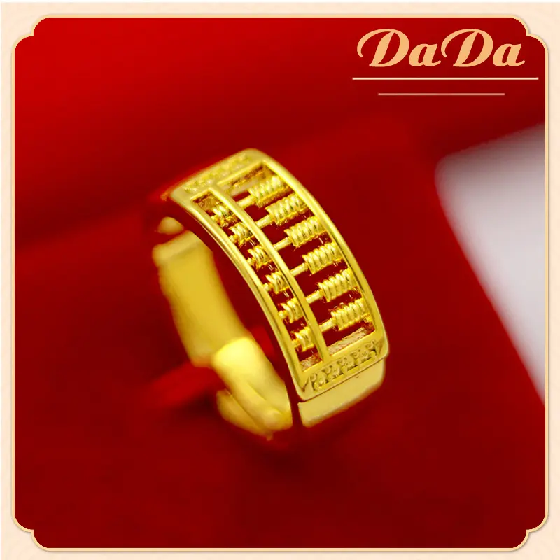 Jewelry Original 916 gold-plated ring lucky abacus open ring men's and women's jewelry gift
