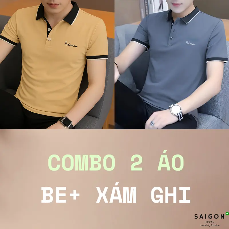 [KÈM QUÀ TẶNG] COMBO 2 Áo Thun Polo Poloman WINER Cổ Bẻ BASIC CVC Vải Cá Sấu Sang Trọng, Lịch lãm, Thoáng Mát LEVEN Menswear Có Cổ Ngắn Tay Cộc Tay Shirt polo Tay Ngắn áo polo Kem 3