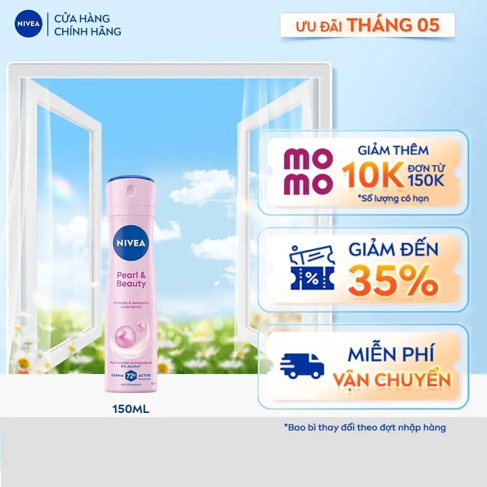 Xịt Ngăn Mùi NIVEA Pearl & Beauty Chiết Xuất Ngọc Trai (150 ml) - 83731/85348