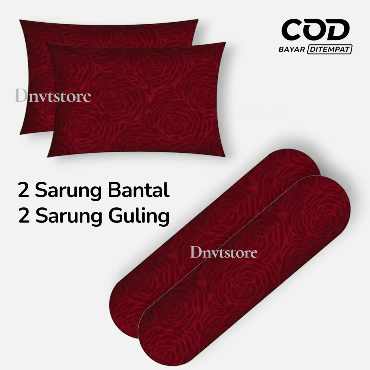 Satu Set 2 Sarung Bantal dan 2 Sarung Guling Motif Embos Bahan Katun Polymicro Disperse Lembut Adem Tidak Luntur Ukuran Standar Bantal 45x60cm & Guling 33x90cm