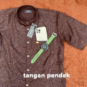 busana pria kemeja tangan pendek murah 2024 kemeja sultan lengan pendek bisa cod Koko Muslim Motif