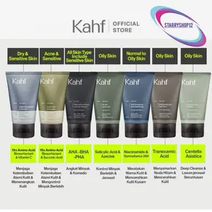 Kahf Face Wash & scrub All Varian series facial wash sabun cuci muka pembersih wajah pria kulit cerah bebas kusam untuk laki laki 100ml 50ml skin energizing brightening oil acne care tripl