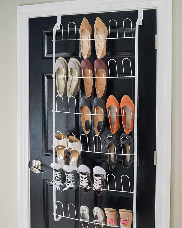 Over the Door Hanging Shoe Rack Nonslip Wall Mounted Shelf Organizer ...