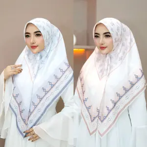 Zalika Fashion Jilbab Segiempat Motif Digital Printing Eksklusif Bahan Voal Premium Desain Unik Muslim Square Kerudung 110x110cm