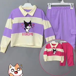 Setelan Sweater Kuromi Kerah/Baju Anak Perempuan Viral Motif Kuromi Usia 1-5 Tahun Oneset Anak Kuromi