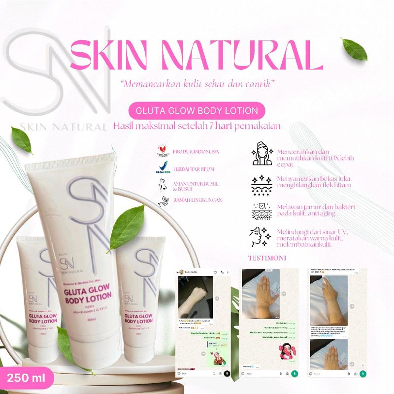 Skin Natural Gluta Glow Body Lotion Pemutih 10x Lebih Cepat BPOM - Perawatan, Mencerahkan, Memutihkan, Kosmetik, Aging, Hitam, Vitamin, Kusam, Tangan 0