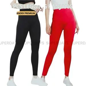 35RIBU DAPAT 2 PCS LEGGING PANJANG WANITA BAHAN SPANDEK JERSEY TEBAL celana fit dalaman Nyaman Standar Hitam
