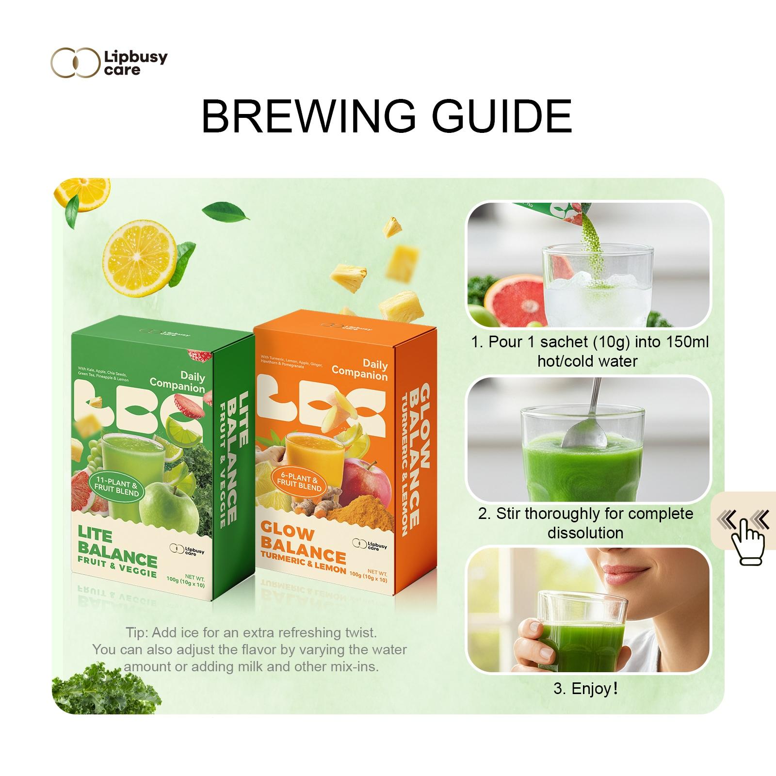 LIPBUSYCARE LITE & GLOW Daily Wellness Ritual - A Perfect Pair of Turmeric-Ginger Lemon Sip & Fruity Kale-Chia Fiber Blend. LIPBUSYCARE LITE & GLOW Daily Wellness Ritual - A Perfect Pair of Turmeric-Ginger Lemon Sip & Fruity Kale-Chia Fiber Blend.