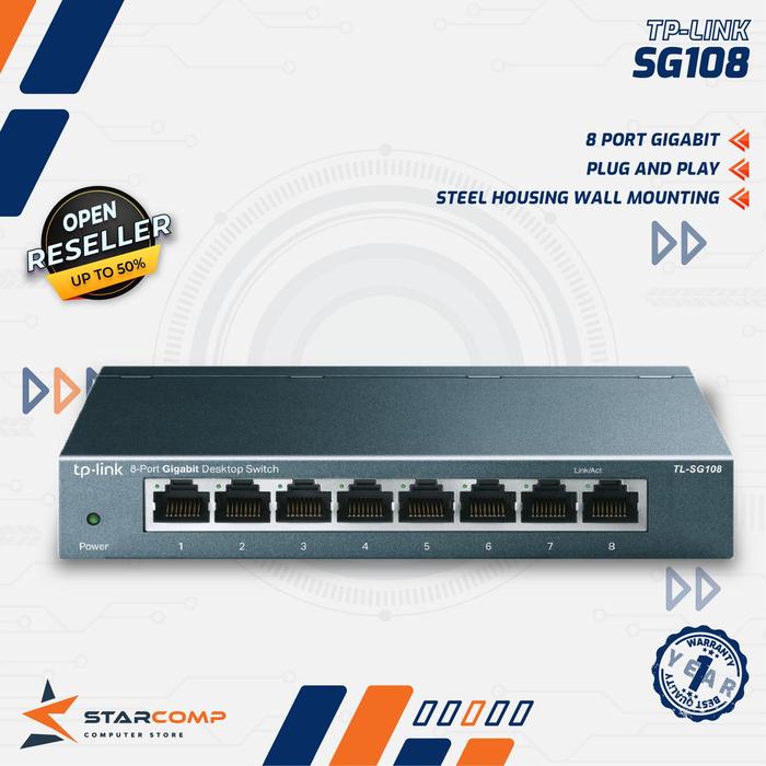 Gambar TP-Link TL-SG108 8 Port Gigabit - Hub TP Link TL SG108 Desktop Switch dari Starcomp Solo Kab. Sleman Tokopedia