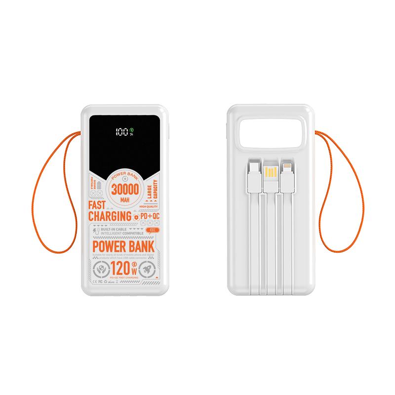TECHZONE x VINHBANHBO Trạm Sạc dự phòng TZ80 dung lượng 30.000mah màn hình hiển thị pin sạc nhanh PD20W kèm 3 cáp sạc gắn kèm có đèn led chiếu sáng