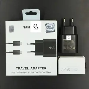 Casan SAMSNG Charger 25W Super Fast Charging + 1 Set Adapter USB-C Kabel C to C 3A Original 100% Untuk Pengisian Cepat