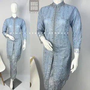 Mimos Kebaya/ Kebaya Tunik Payet setelan songket / Kebaya kondangan modern bahan tille sapto premium dengan motif songket palembang