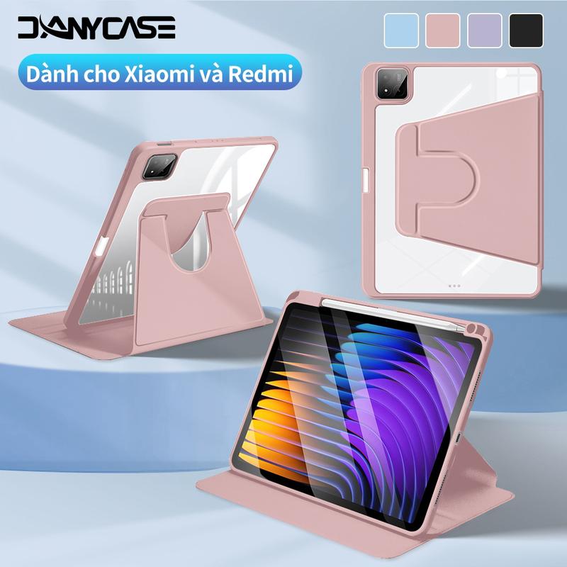  360 ° Vỏ xoay trong suốt cho Xiaomi Redmi SE 11inch 2023 Redmi Pad Pro 12.1’‘ Mi pad 5 6 6s 7 pro Mi Pad POCO 12.1inch Vỏ có giá đỡ bút ốp lưng cho máy tính bảng Hỗ Trợ Xoay 360 Độ ốp lưng cho máy tính bảng 