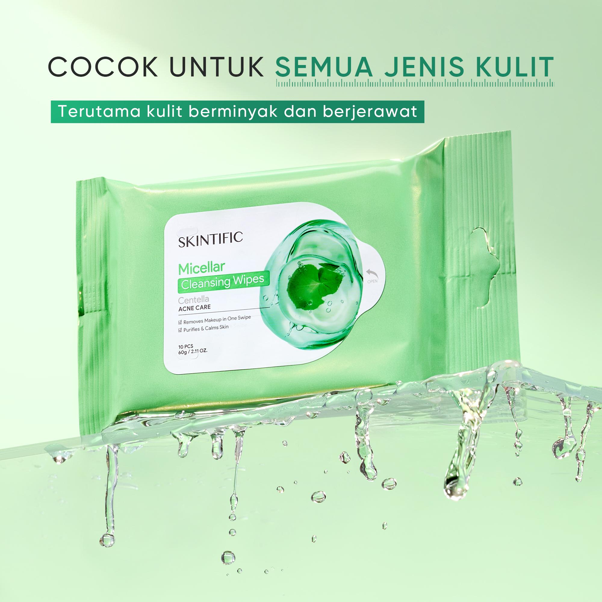 [NEW LAUNCH]  SKINTIFIC | Micellar Cleansing  Wipes/Cleansing  Tissue- 10 Sheets | -Cleansing Tissue Makeup Remover Wipes Niacinamide Brightening & Centella Acne Care
