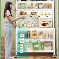 Gambar Lemari piring multifungsi Rak kabinet dapur berpintu Rak microwave Lemari piring berdiri di lantai tertutup - Enam lapisan hitam - 100cm dari NURUL119 Kota Tangerang 5 Tokopedia