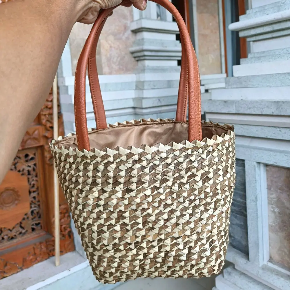 Tas lurik jinjing sise kecil 25 cm dan besar 29 cm - hijau kecil
