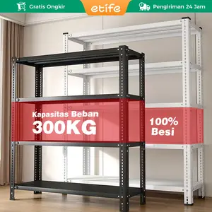 Etife Rak Besi Baut Multi Level – Rak Siku, Rak Serbaguna, Rak Dapur Anti Karat, Adjustable dan Kokoh 200kg