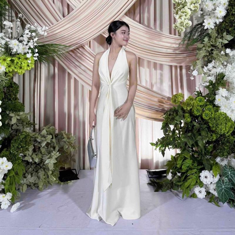  |Lilbae Dress| Đầm Lụa Dây Rũ V Ngực Dự Tiệc Form Dài Không Mút 
