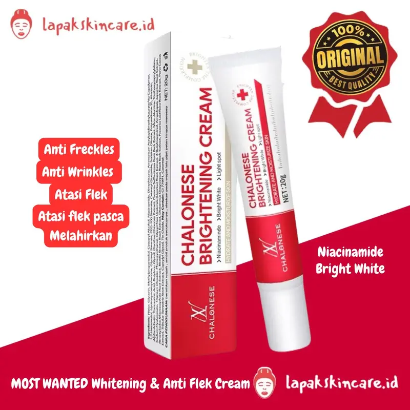 CHALONESE Whitening Cream 20g / Brightening Cream / Krim Penghilang Freckle Flek dan Tanda Penuaan di Wajah 0