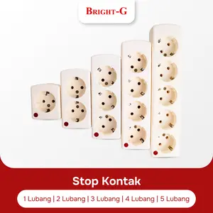 BRIGHT-G Stop Kontak Arde 1-5 Lubang Lampu Indikator SNI Kuat Tahan Lama untuk Rumah & Kantor
