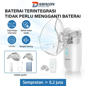 DAMALON Nebulizer Portable Mesh Alat Uap Bantu Pernafasan Asma Inhalasi Pengisian USB Cocok Untuk Anak Anak Dan Pernafasan Asma Batuk Pilek Flu Cocok Anak Dan Orang Dewasa