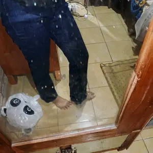 Highwaist Cutbray Jeans Wanita Premium Celana Panjang Polos Denim Melar Cewek Karet