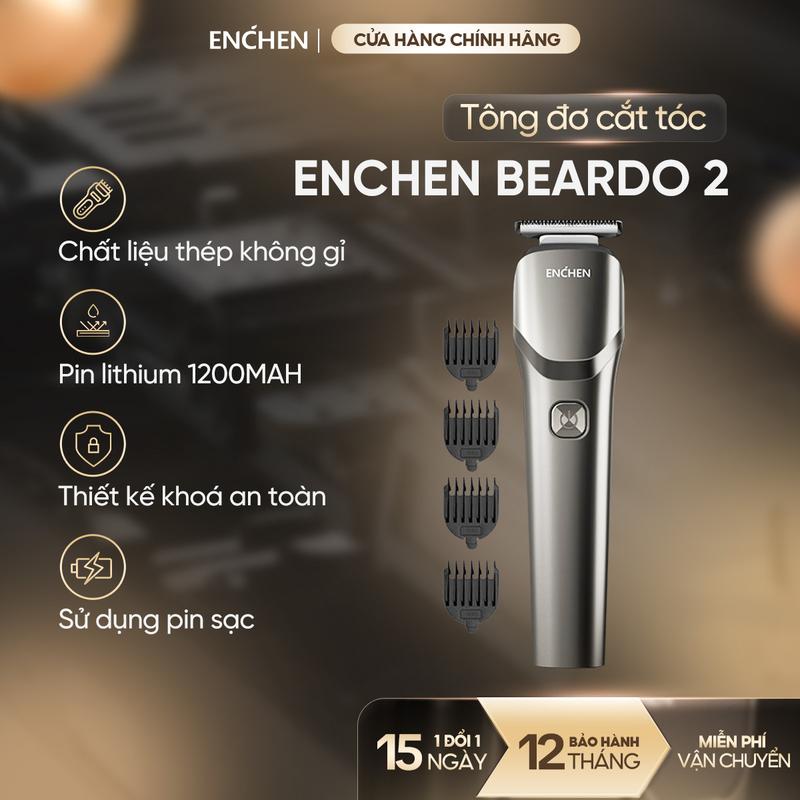  Tông đơ cắt tóc Enchen Beardo 2 động cơ mạnh mẽ 8000 vòng lưỡi thép không gỉ tặng 4 cử lược tạo kiểu tóc - BH 12 tháng 