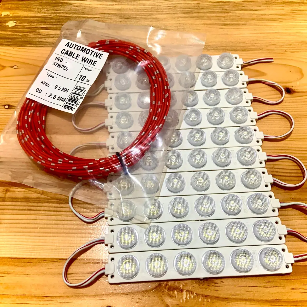 10 biji led modul 6 mata + Kabel 10M Lampu Kolong Variasi Truk Mobil Motor