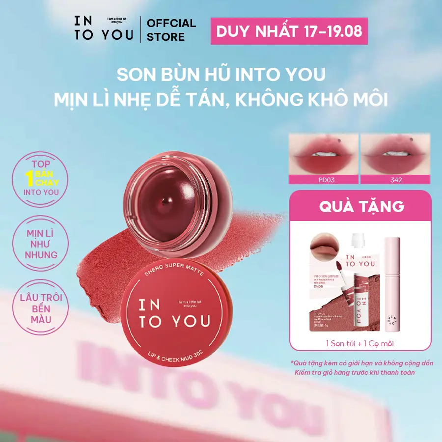 Son Bùn Hũ INTO YOU Mịn Lì Nhẹ Dễ Tán, Không Khô Môi Dùng Cho Môi Và Má 5g
