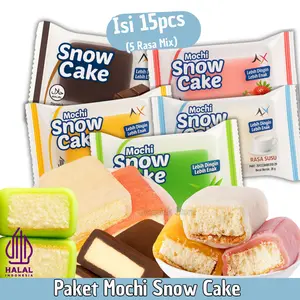 PAKET PROMO MOCHI SNOW CAKE BELI 12 GRATIS 3 ISI MIX RASA Strawberry, Mangga, Pandan Cokelat & Susu / Osmanthus Cake / Snow Cake / Mochi Lembut Isi Bolu