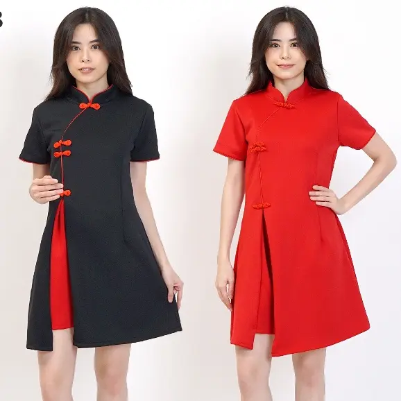 DRESS WANITA CHEONGSAM SCUBA TEBAL 888 - 033