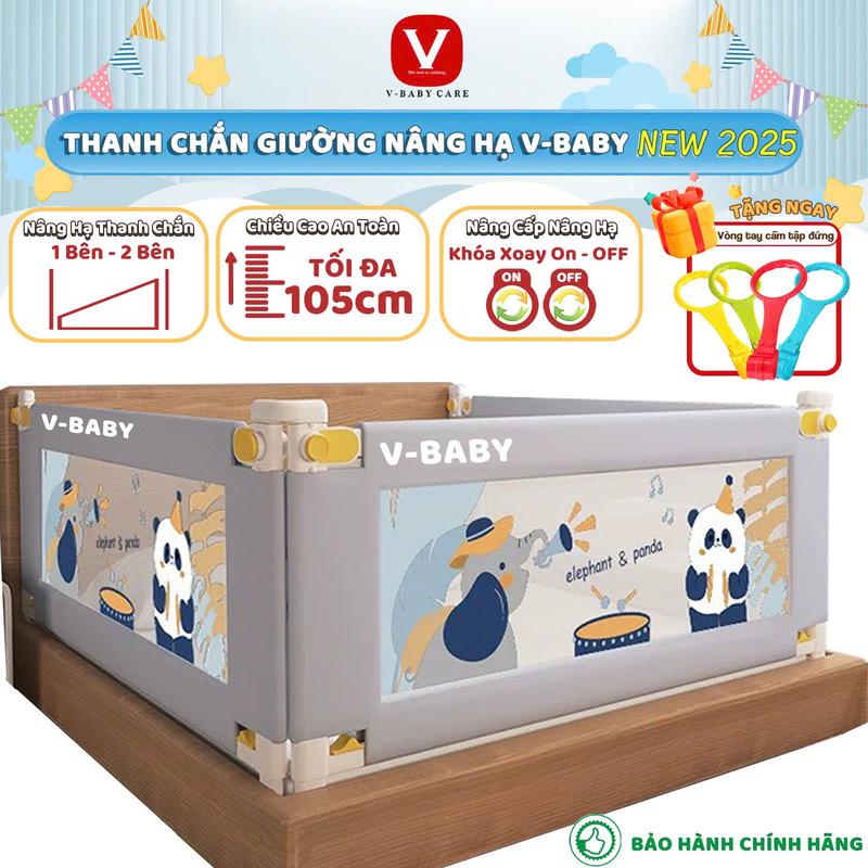 Thanh Chắn Giường V-BABY Nâng Hạ 1 & 2 Bên N1S N2 & N1 - N002 - N001 Mẫu Mới 1 Thanh Chắn 1 Mặt Giường