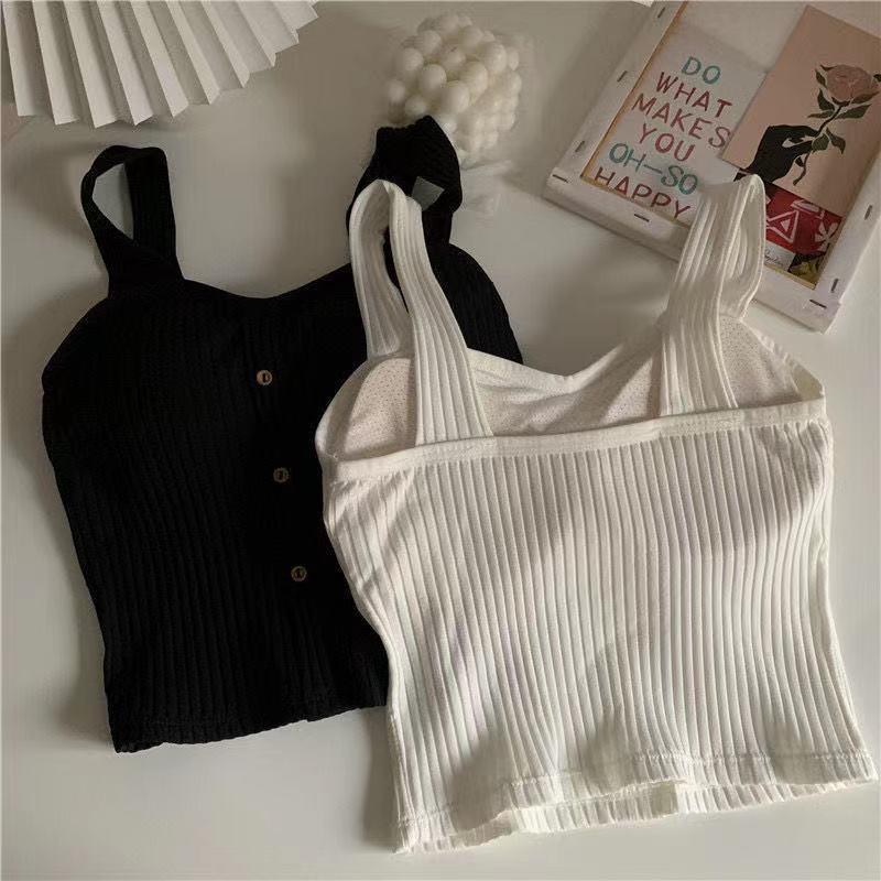 Product Introduction of Cute Sleeveless Cropped Tank Top Women's Crop Top Summer 2024 Korean Corset Top Camisole Knit Sexy Slim Vest with Bra Pads Tops Female Y2k 3