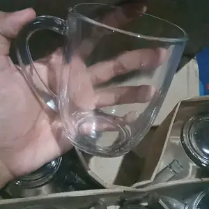 Isi 6 pcs Cangkir Kopi Coffee Mug 260 ml Gelas Minum Teh Jamu Gagang Kaca Mug Oval Kaca Bening Polos