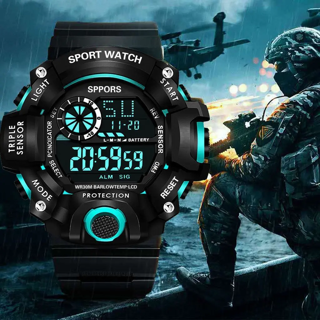 Jam tangan LED digital berkilau untuk lelaki dan wanita, uniseks, fesyen, Sukan, kalis air