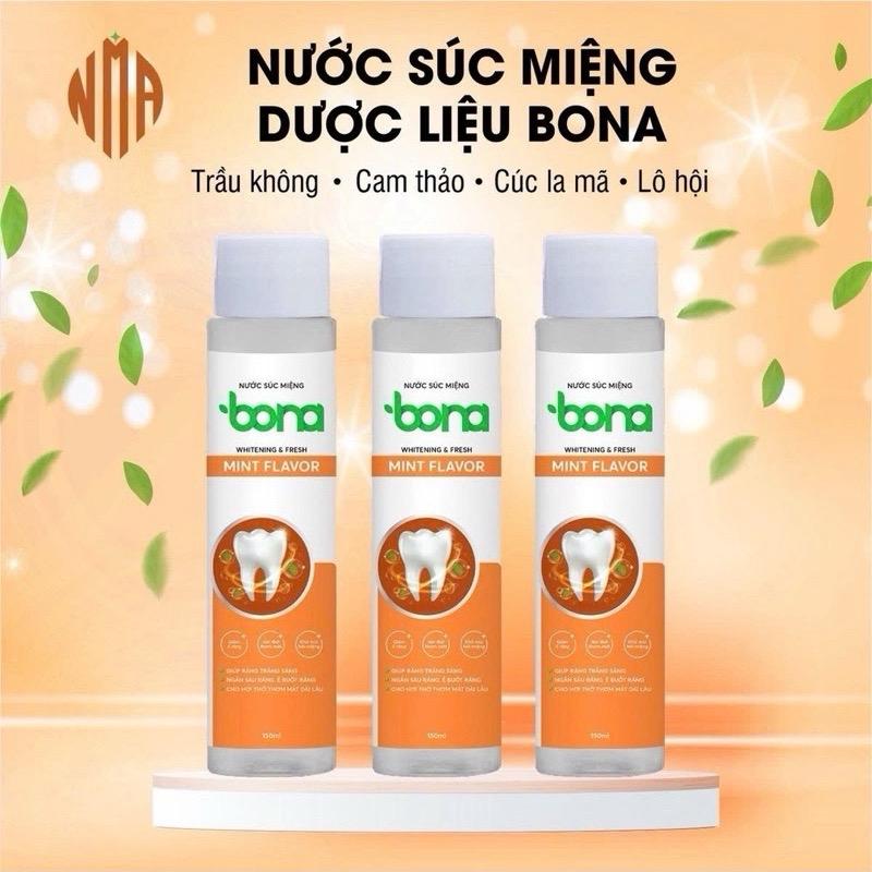 KHÔNG CỒN Nước Súc Miệng Thảo Dược BONA - Vệ Sinh Khử Mùi làm sạch mảng bám - COMBO 3 Chai