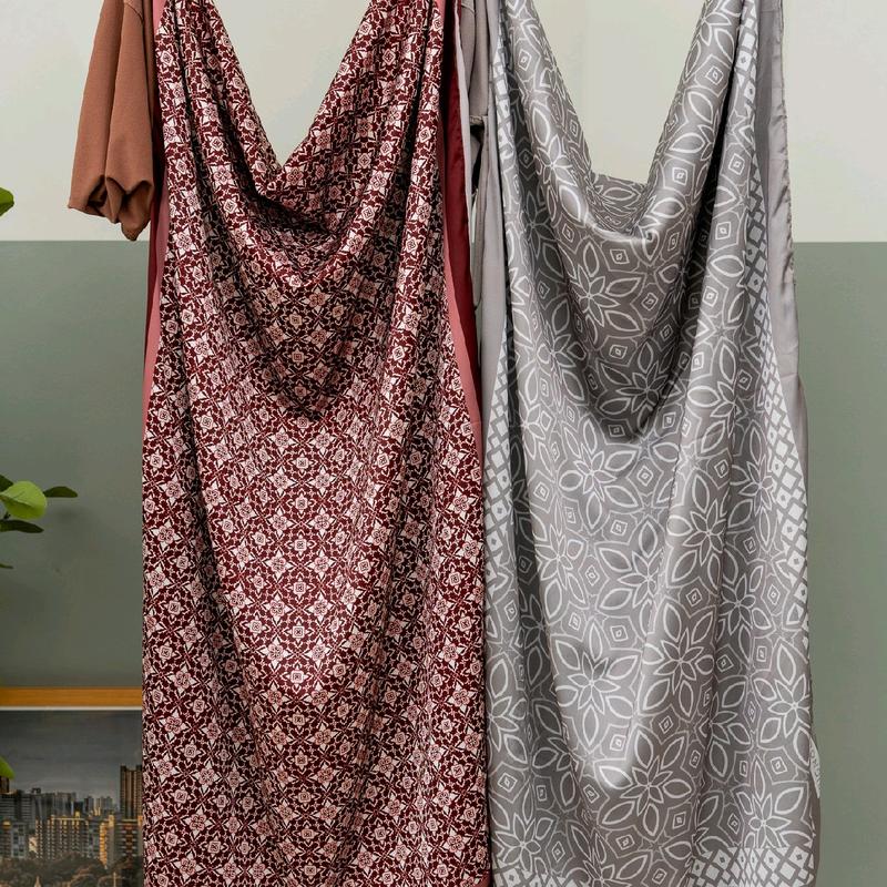 SALE KINI by bigNORA Gema Series TerpeSHAWLna - Light Satin Silk, 200x70CM, Babyseam Stitching, One Sided Logo 1