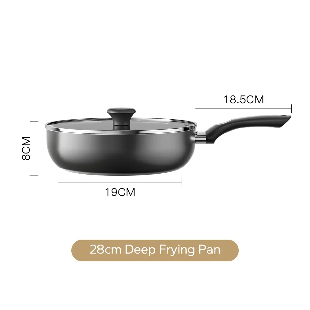 Black 28cm Frying Pan With Lid