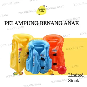 Boogie Baby LIFE VEST ANAK ROMPI PELAMPUNG RENANG AN Outdoor Kain PVC Menebal Tipe B & C untuk Anak 3-10 Tahun Warna Orange Kuning Biru